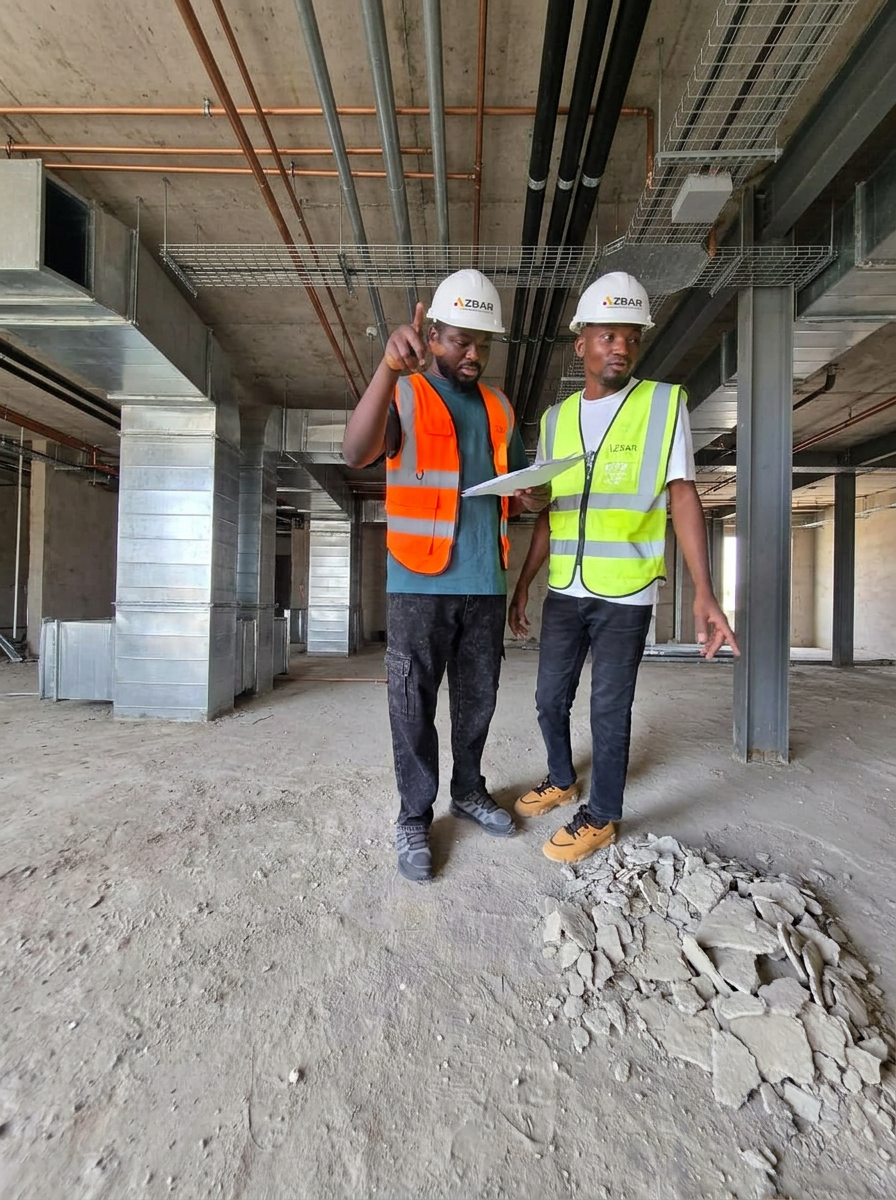 Engineer supervising MEP installation on site